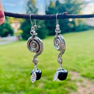 Black Apple and Snake Earrings